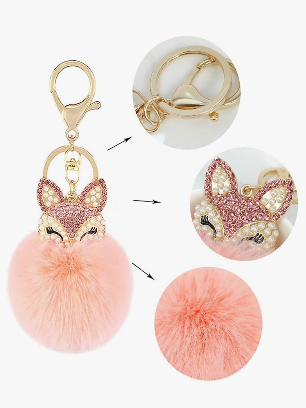 Fox Pom Pom Bag Charm NWT - Pick 1 - Your Choice of Colors - Picture 2 of 5